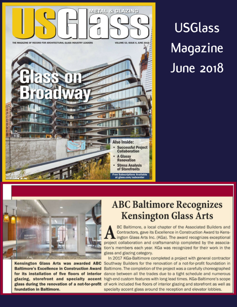 USGlass Magazine June 2018 | KGa Wins "Excellence in Construction" Award