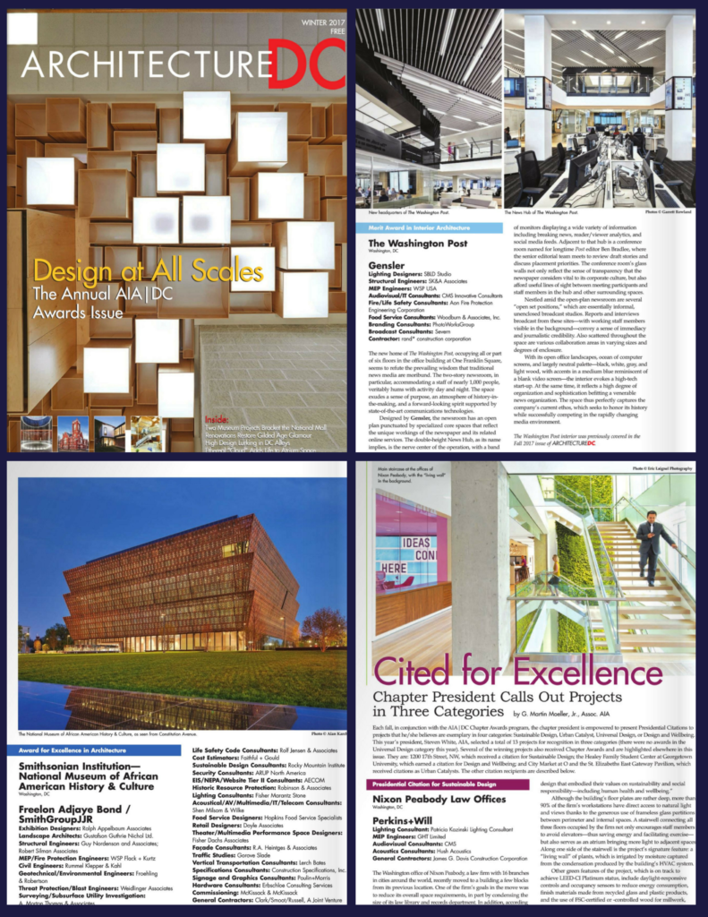 Architecture DC Winter 2017 Awards Issue | KGa Projects [Nixon Peabody, NMAAHC & Washington Post] Featured