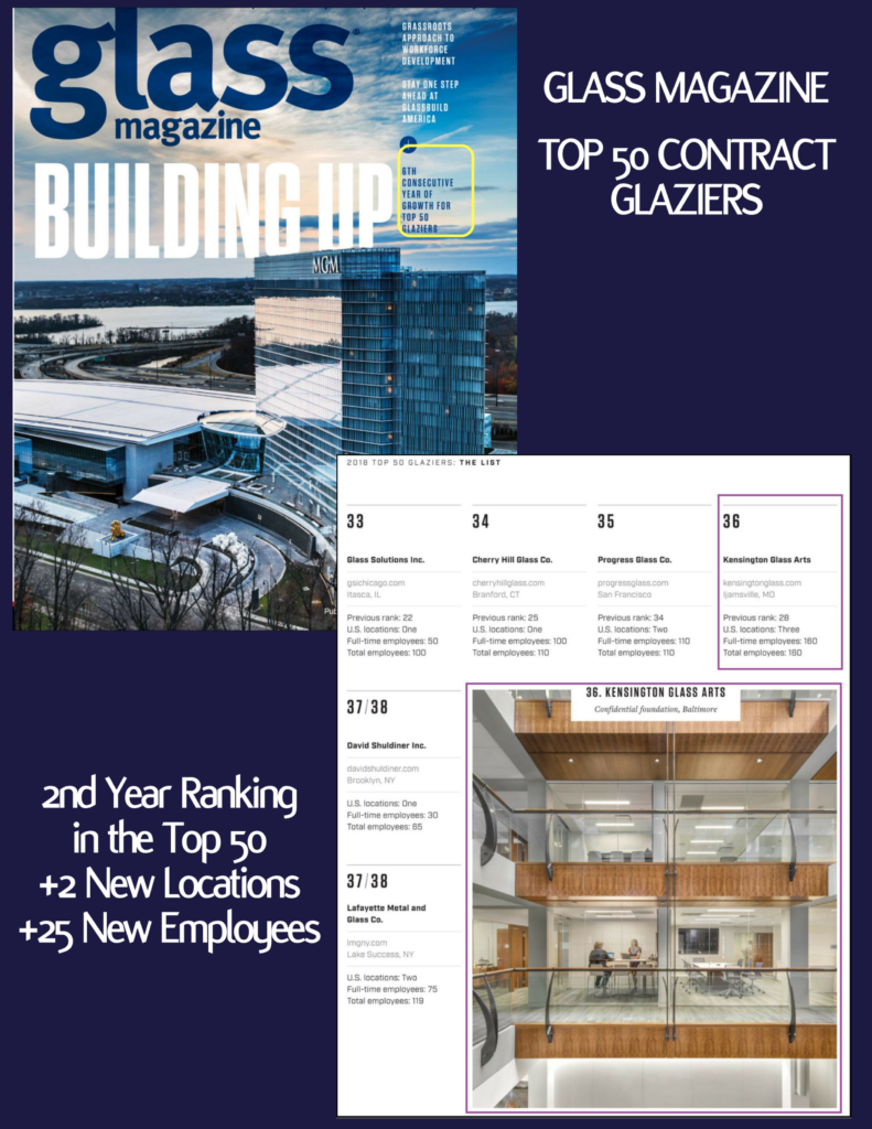 Glass Magazine | Top 50 Glaziers List 2018 - KGa Named to Top 50 Contract Glaziers