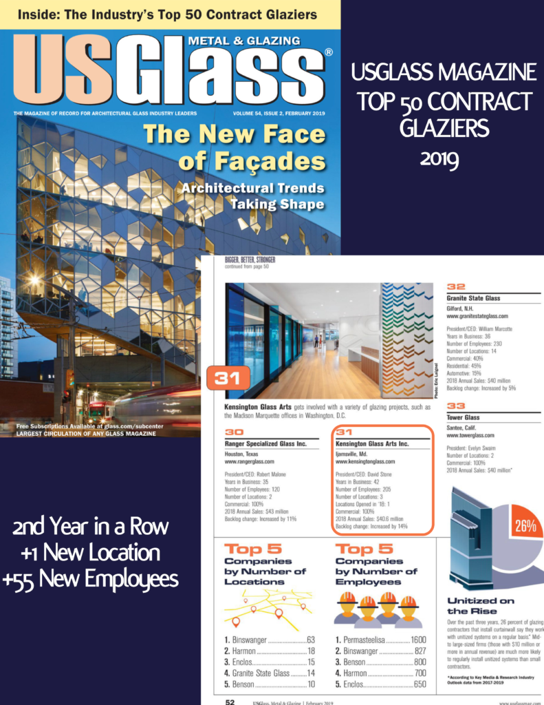 USGlass Magazine's 2019 Top 50 Contract Glaziers