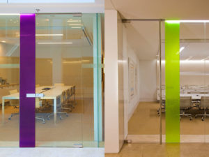 Image of glass walls in front of a meeting room at DLA Piper